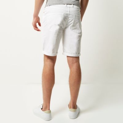 White slim fit chino shorts